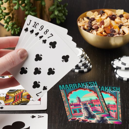 Marrakech Marokko Kat Reizen Toerisme Souvenir Pokerkaarten (Insitu)