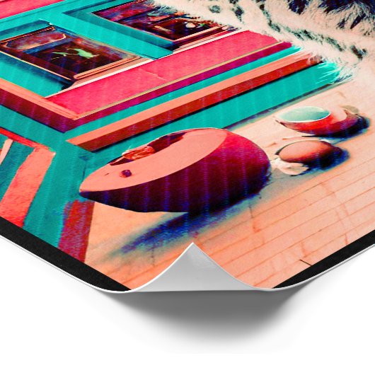 Marrakech Marokko Kat Reizen Toerisme Souvenir Poster (Hoek)