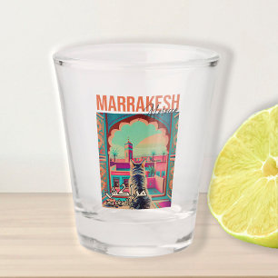 Marrakech Marokko Kat Reizen Toerisme Souvenir Shot Glas