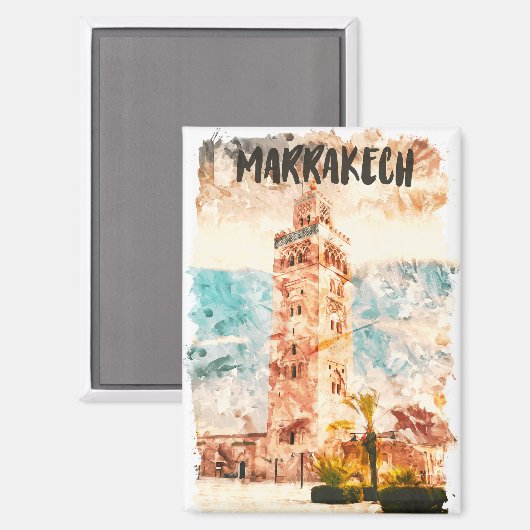 Marrakech Marokko Koutoubia-moskee Magneet (Voorkant / Achterkant)