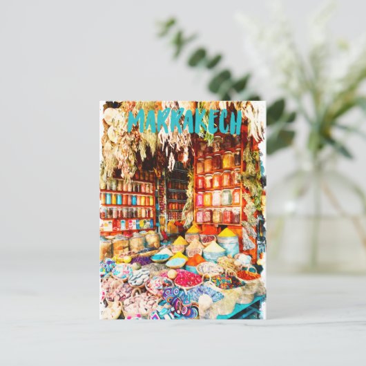 Marrakech Marokko Markt Bazaar Briefkaart (Staand voorkant)