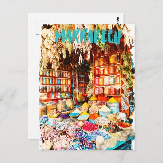 Marrakech Marokko Markt Bazaar Briefkaart (Voorkant / Achterkant)