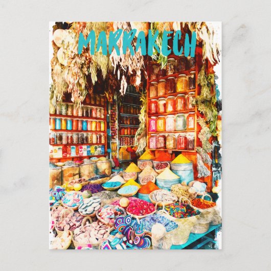 Marrakech Marokko Markt Bazaar Briefkaart (Voorkant)