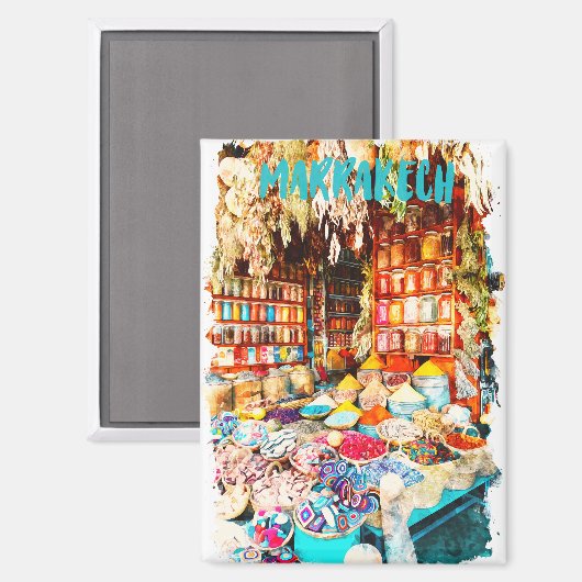Marrakech Marokko Markt Bazaar Magneet (Voorkant / Achterkant)