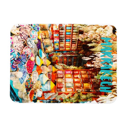 Marrakech Marokko Markt Bazaar Magneet (Horizontaal)