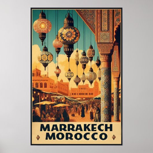 Marrakech Marokko  Markt Reizen Poster (Voorkant)