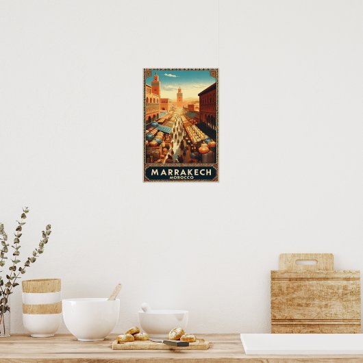 Marrakech Marokko  Markt Reizen Poster (Keuken)