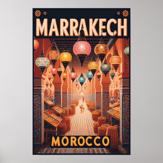 Marrakech Marokko Markt Reizen Poster (Voorkant)