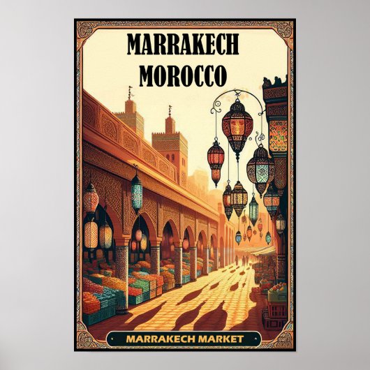 Marrakech Marokko  Markt Reizen Poster (Voorkant)