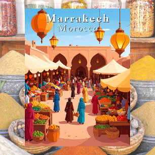 Marrakech Marokko Marokkaanse Souk en Markt Reizen Briefkaart