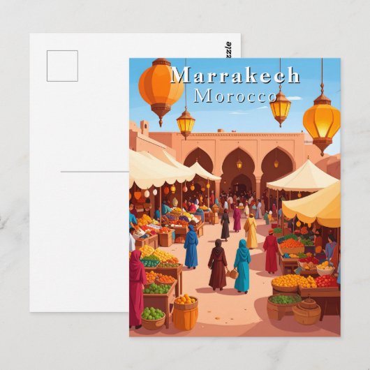 Marrakech Marokko Marokkaanse souk en markt reizen Briefkaart (Voorkant / Achterkant)