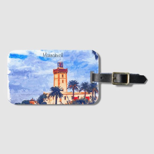 Marrakech Marokko Moskee Reizen Bagagelabel (Voorkant (horizontaal))