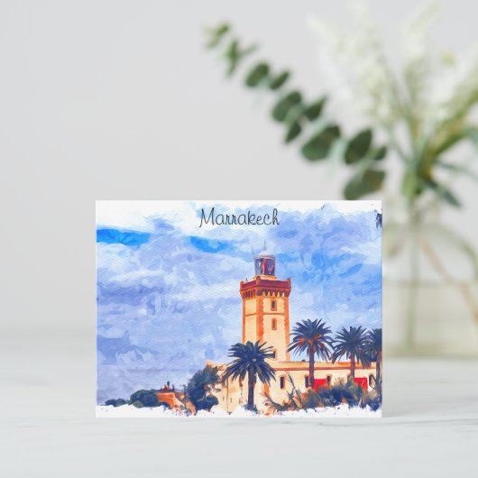 Marrakech Marokko Moskee Reizen Briefkaart (Staand voorkant)