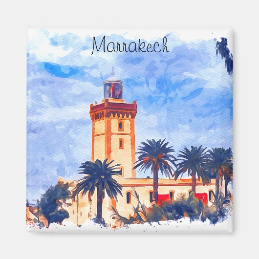 Marrakech Marokko Moskee Reizen Magneet (Voorkant)