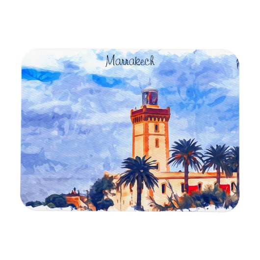 Marrakech Marokko Moskee Reizen Magneet (Horizontaal)