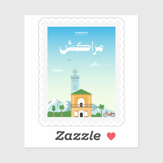 Marrakech Marokko Postzegel Reizen Sticker (Vel)