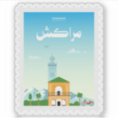 Marrakech Marokko Postzegel Reizen Sticker (Voorkant)