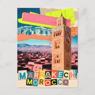 Marrakech Marokko Reis Koutoubia Klassieke Silhoue Briefkaart