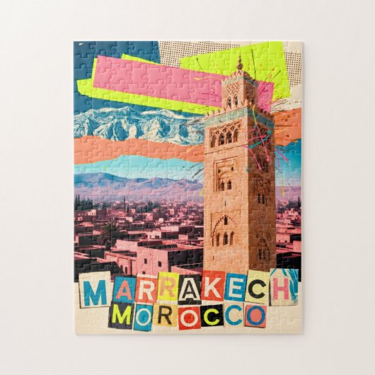 Marrakech Marokko Reis Koutoubia Klassieke Silhoue Legpuzzel (Verticaal)