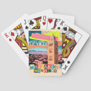 Marrakech Marokko Reis Koutoubia Oude Silhouette Pokerkaarten