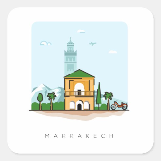 Marrakech Marokko reissticker Vierkante Sticker (Voorkant)