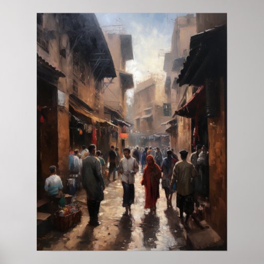 Marrakech Marokko Schilderij Kunst Print Poster (Voorkant)
