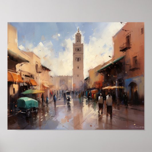 Marrakech Marokko Schilderij Kunst Print Poster (Voorkant)
