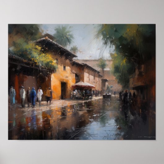 Marrakech Marokko Schilderij Kunst Print Poster (Voorkant)