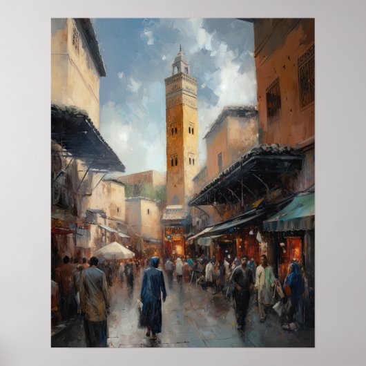 Marrakech Marokko Schilderij Kunst Print Poster (Voorkant)