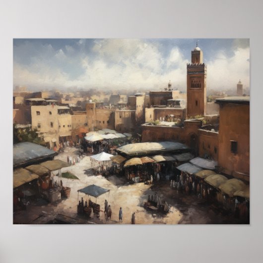 Marrakech Marokko Schilderij Kunst Print Poster (Voorkant)