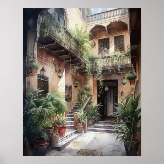 Marrakech Marokko Schilderij Kunst Print Poster (Voorkant)