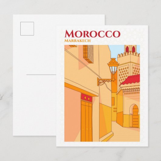 Marrakech Marokko Sketch Art Travel Illustratie Briefkaart (Voorkant / Achterkant)