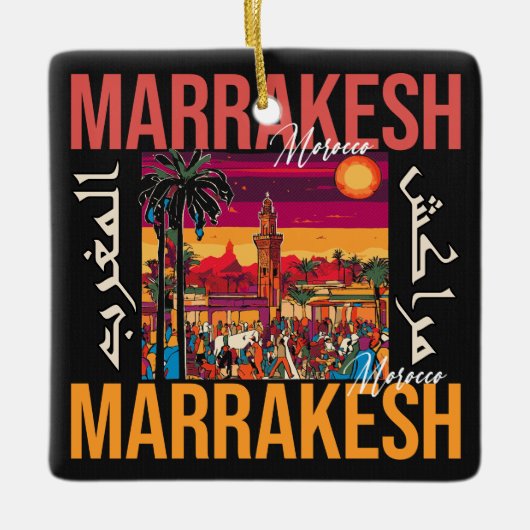 Marrakech Marokko souk Toerisme Reizen Souvenir Keramisch Ornament (Voorkant)