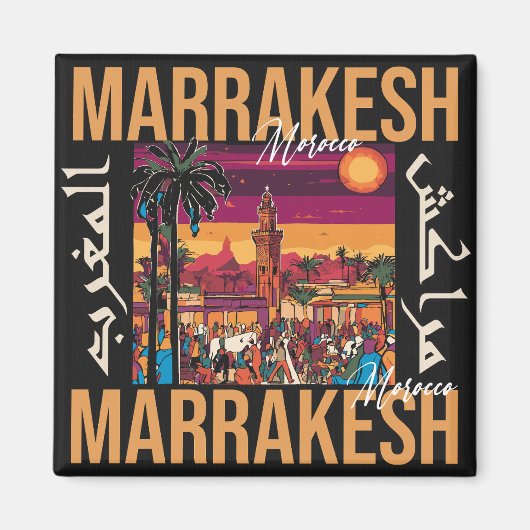 Marrakech Marokko souk Toerisme Reizen Souvenir Magneet (Voorkant)