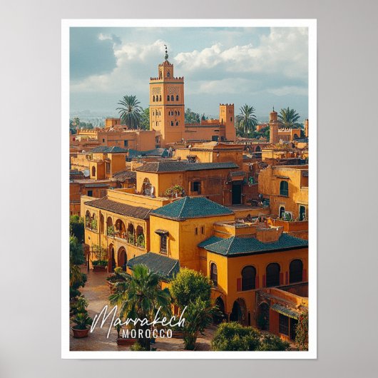 Marrakech Marokko stad top uitzicht mooie plek Poster (Voorkant)