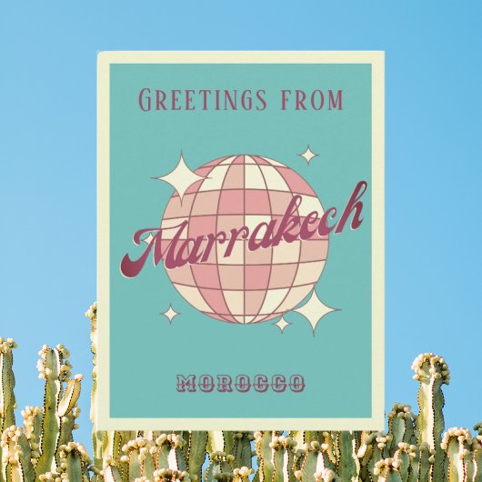 Marrakech Marokko vakantie retro Briefkaart