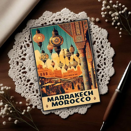 Marrakech Marokko Vintage Markt Reizen Briefkaart