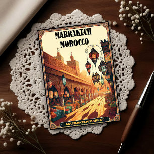 Marrakech Marokko Vintage Markt Reizen Briefkaart