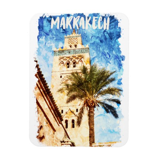 Marrakech Marokko Vintage Reizen Magneet (Verticaal)