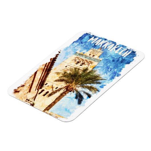 Marrakech Marokko Vintage Reizen Magneet (Linkerzijde)