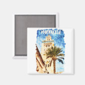 Marrakech Marokko Vintage Reizen Magneet (Voorkant / Achterkant)