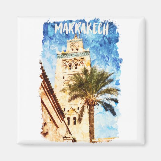 Marrakech Marokko Vintage Reizen Magneet (Voorkant)