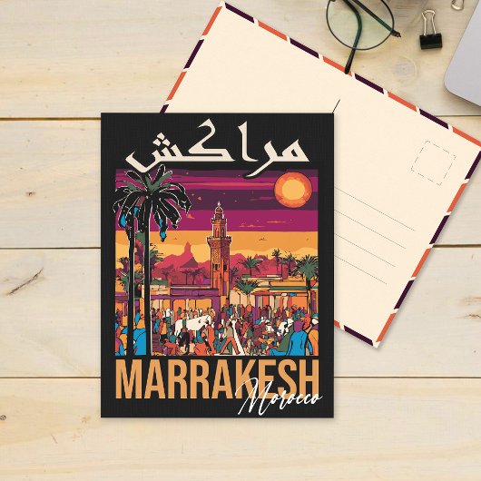 Marrakech Marokko Vintage Reizen Souvenirs Briefkaart