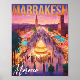 Marrakech Marokko Vintage Reizen Toerisme Souvenir Poster