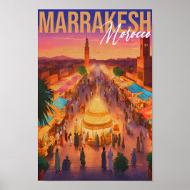 Marrakech Marokko Vintage Reizen Toerisme Souvenir Poster
