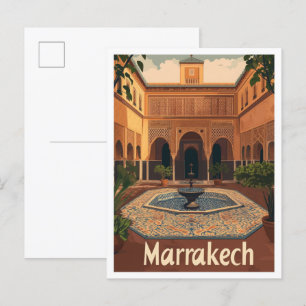 Marrakech Marokko Vintage Travel Illustratie Briefkaart