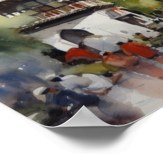 Marrakech Marokko Waterverf Art Print Poster (Hoek)