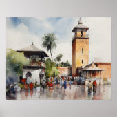 Marrakech Marokko Waterverf Art Print Poster (Voorkant)