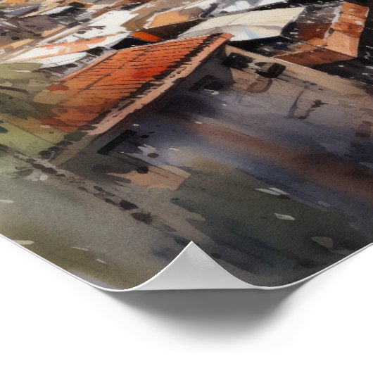 Marrakech Marokko Waterverf Art Print Poster (Hoek)