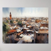 Marrakech Marokko Waterverf Art Print Poster (Voorkant)